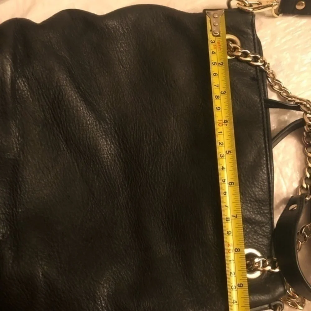 Michael kors black leather two way chain crossbody top handle bag